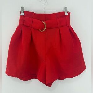 Jealous Tomato Red Belted High Waisted Shorts | Size Small | Chic Dressy Shorts